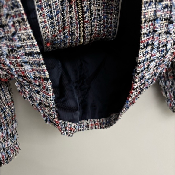 Ted Baker Tweed Fringe Full Zip Jacket Sz 3 - Picture 8 of 13